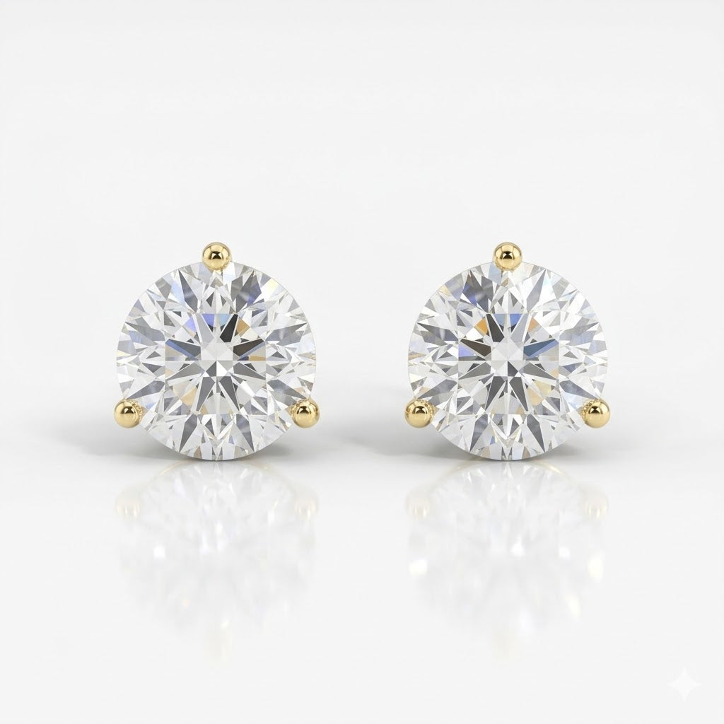2.0 CTW Round Brilliant Lab Diamond Stud Earrings in 14K Gold