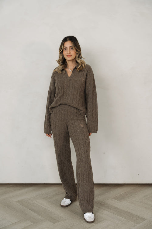 The Florence 100% Cashmere Pant in Coffee